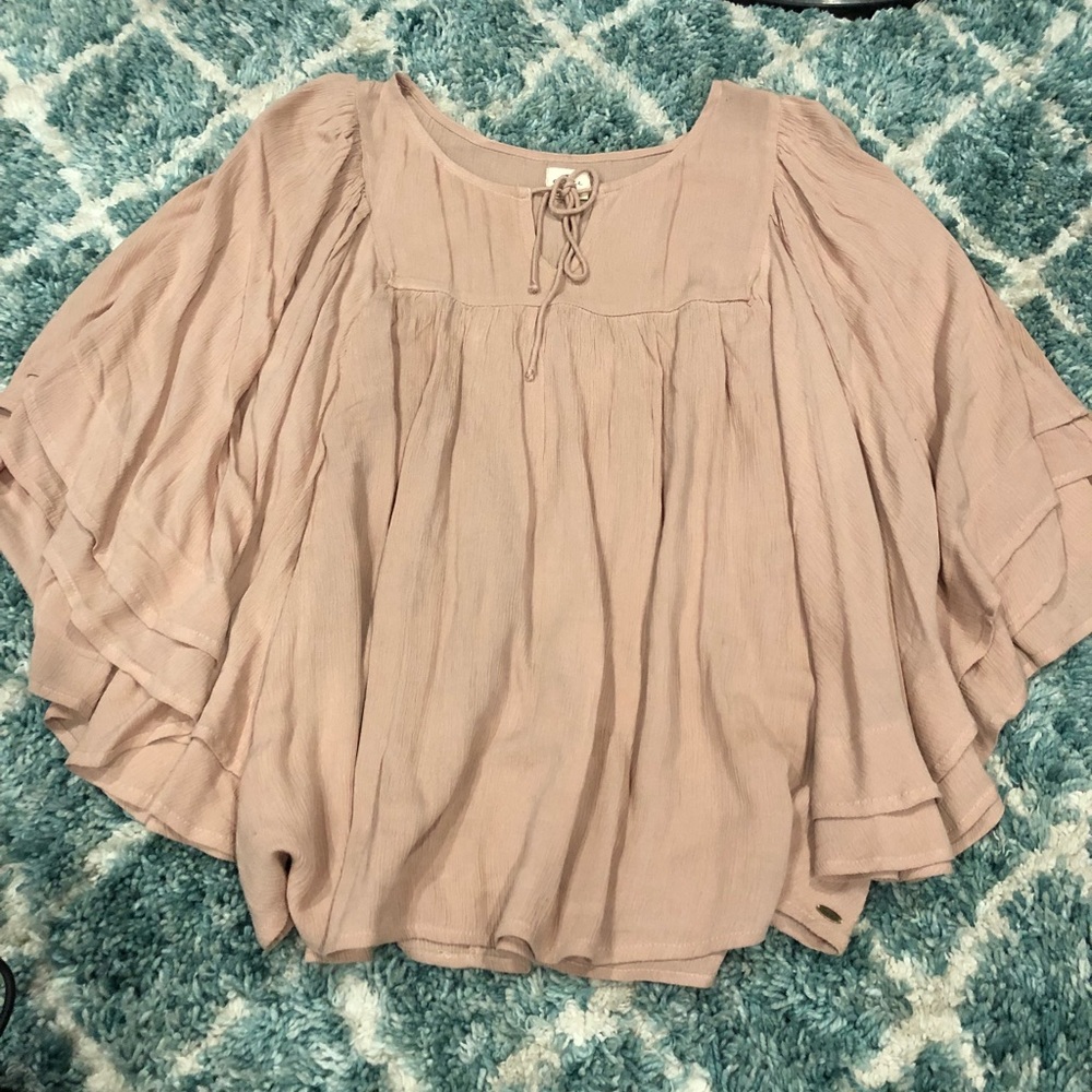 Blush bat winged blouse